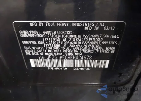 2014 Subaru Forester 2.5I Premium from USA, damaged, VIN JF2SJAEC9EH424978